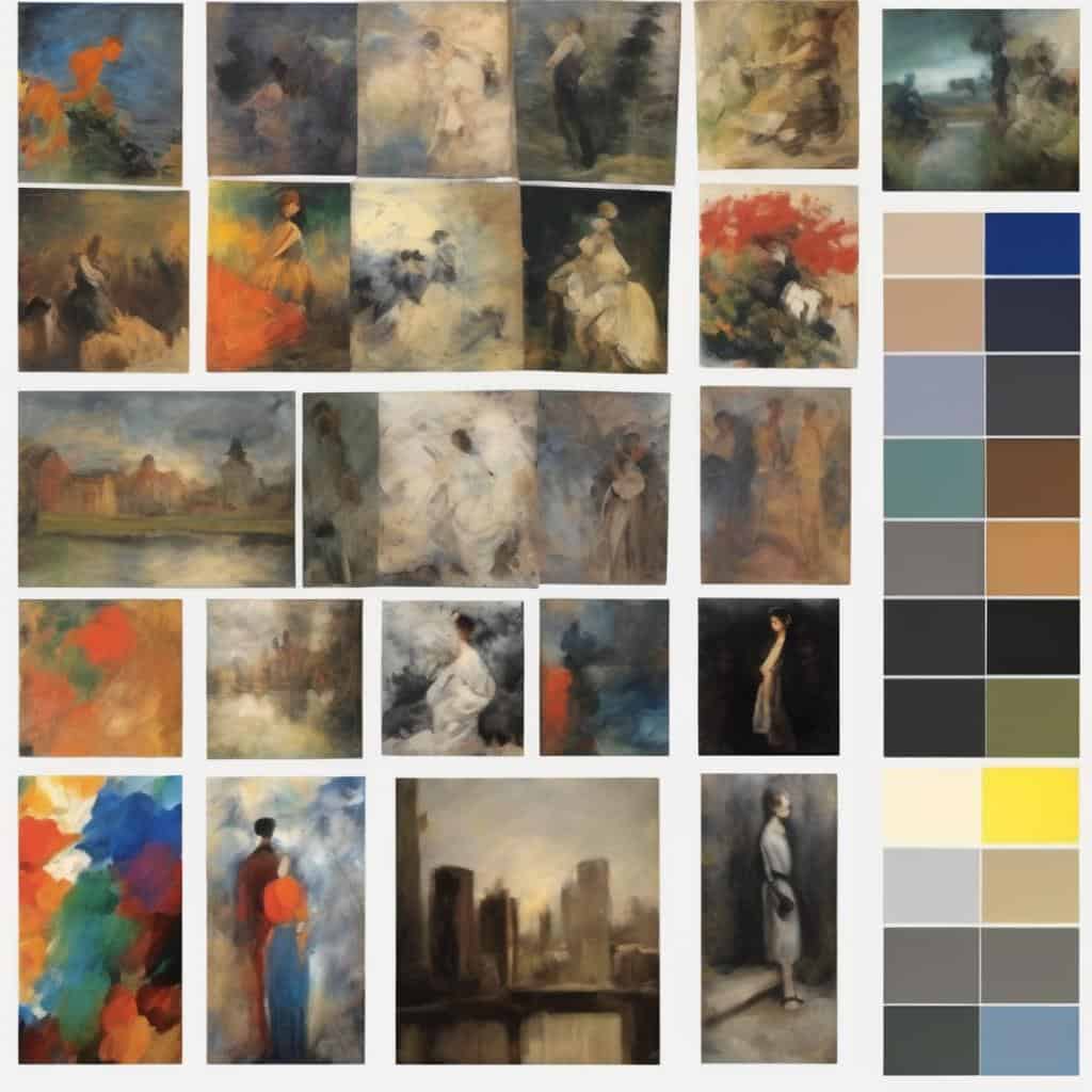 Ανθρώπινη παρουσία χωρίς πρόσωπο, αφηρημένα πορτρέτα και στυλιζαρισμένα ανθρώπινα σώματα σε ζωγραφική τέχνη, επικεντρωμένα στην ανθρώπινη ύπαρξη και την ψυχολογική έκφραση.