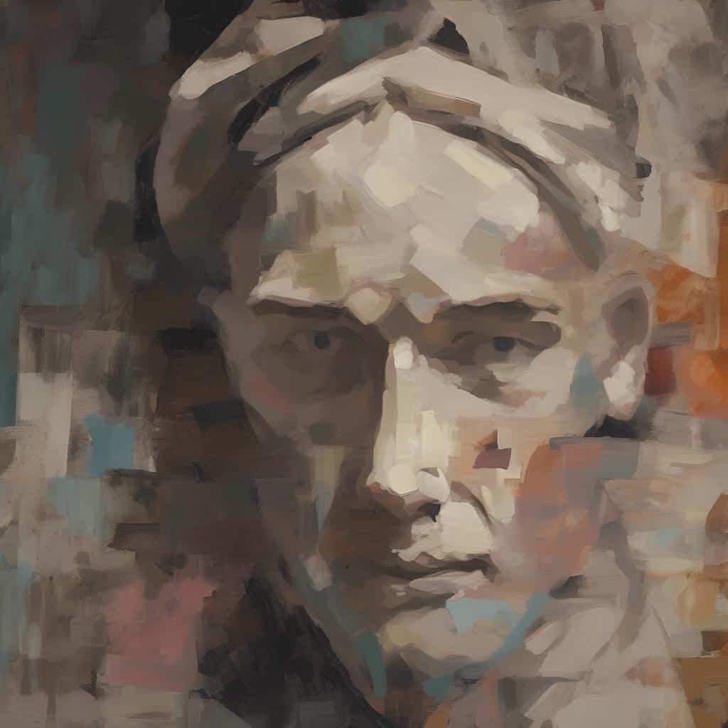 Πορτρέτο ανθρώπινης παρουσίας χωρίς πρόσωπο, σε αφηρηστικό και ζωγραφικό στυλ, με έμφαση στην έκφραση και την ψυχολογική διάσταση.