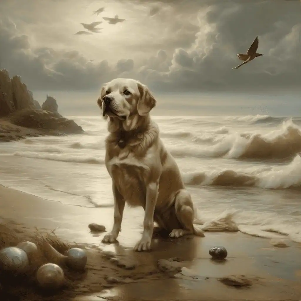 The dog at the beach of Lundbye – Johan Lundbye